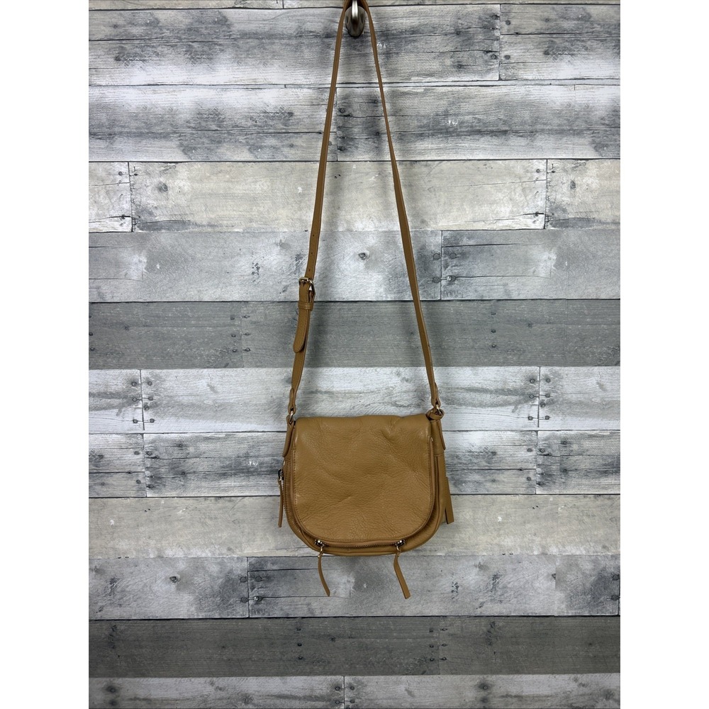 Vince Camuto Beige Leather Crossbody Over Flap